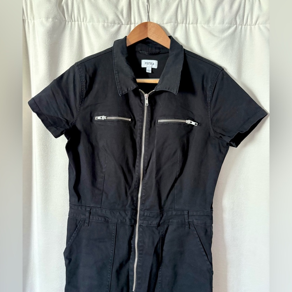 Pistola Martina Flare Zip Up Black Jumpsuit size Large - Picture 6 of 9